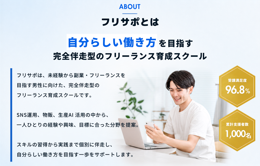 フリサポとは｜自分らしい働き方を目指す完全伴走型のフリーランス育成スクール